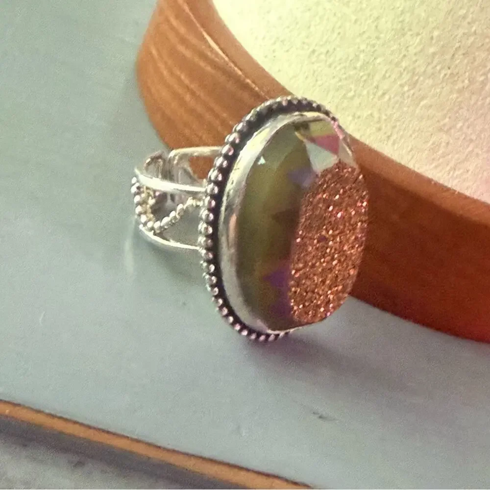 Colleen Lopez 925 Sterling Silver Druzy Ring Size 6.5